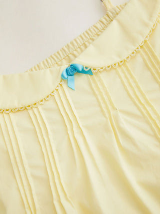 Cotton Pintuck Peter Pan Collar Bowknot Oversized Cami Blouse
