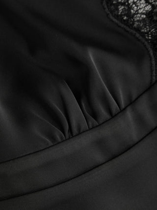 Satin Satin V-neck Lace Tank Top For Party/Clubbing
