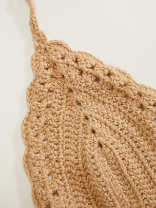 Knit Fabric Knit Halter Neckline Hollow Out Shell Detail Cover Up Set For Vacation Holiday Beach