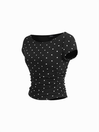Boat Neck Ruched Tee