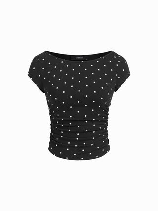 Boat Neck Ruched Tee