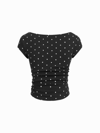 Boat Neck Ruched Tee