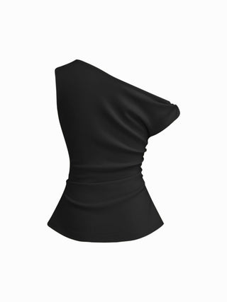 Woven Asymmetrical Neck Twist Ruched Tank Top For Daily Casual