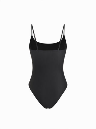 Floral High Stretch Square Neck Mesh Panel One Piece Swimsuit