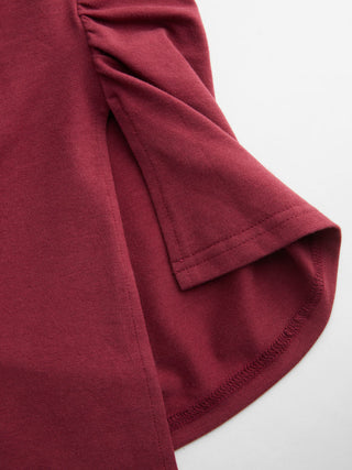 Cotton-blend Boat Neck Ruched Asymmetrical Hem Short Sleeve Tee