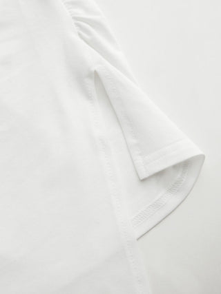 Cotton-blend Boat Neck Ruched Asymmetrical Hem Short Sleeve Tee
