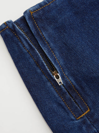 Denim Low Rise Washed Buckle Metal Detail Pencil Mini Skirt