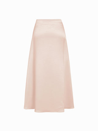 Satin Cowl Neck Lace Panel Top & Mid Rise Flared Maxi Skirt Set