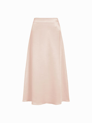 Satin Cowl Neck Lace Panel Top & Mid Rise Flared Maxi Skirt Set