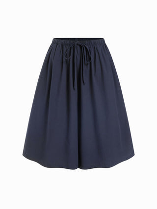 Cotton Mid Rise Drawstring Oversized Bermuda Shorts