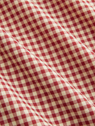 Cotton-blend Gingham V-neck Scallop Hem A-line Mini Dress
