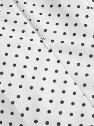 Sculptural Polka Dot Stand-Collar Flared Maxi Dress