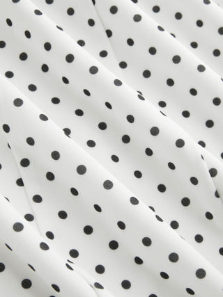 Sculptural Polka Dot Stand-Collar Flared Maxi Dress
