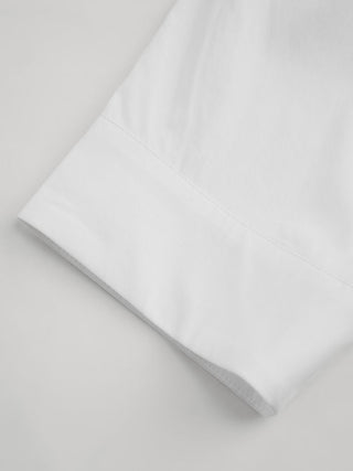Cotton-blend Lantern Sleeve Round Neckline Blouse