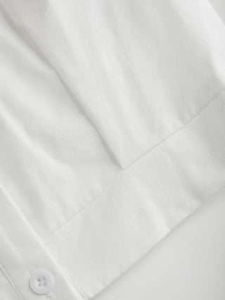 Cotton-blend Rolled Cuff Sleeve Banded Hem Shirt