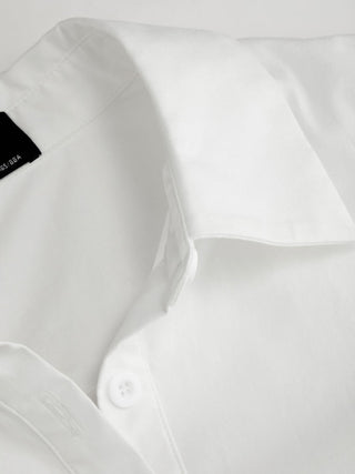 Cotton-blend Rolled Cuff Sleeve Banded Hem Shirt