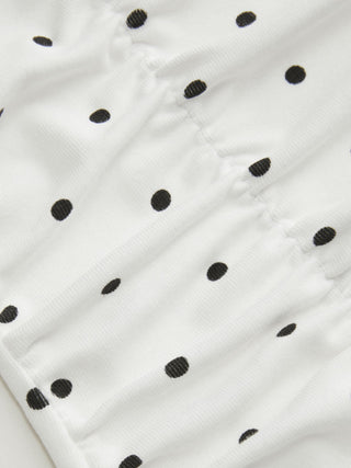Cotton Polka Dot Halter Neck Ruched Tie Back Top