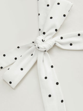 Cotton Polka Dot Halter Neck Ruched Tie Back Top