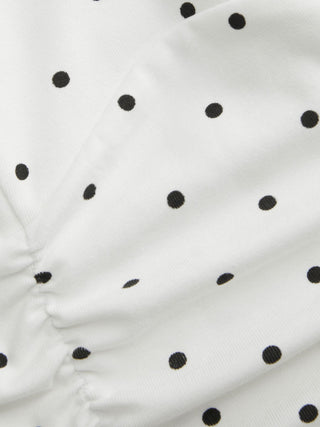 Cotton Polka Dot Halter Neck Ruched Tie Back Top