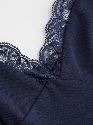 High Stretch V-neck Lace Trim Cami Bodysuit