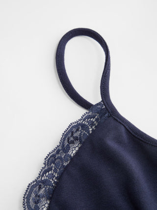 High Stretch V-neck Lace Trim Cami Bodysuit