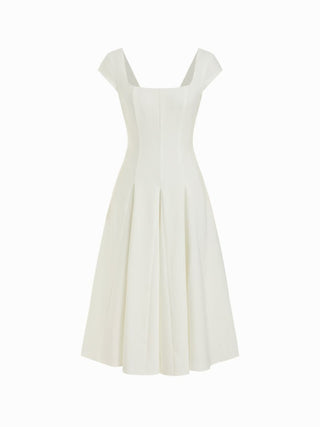 Square Neck Short Sleeve Wrap A-line Maxi Dress
