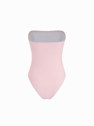 Square Neck Lace Trim Bowknot One Piece Swimsuit