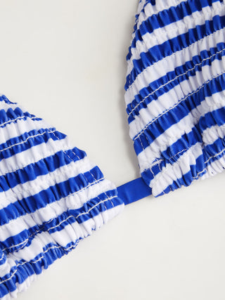 Solid Smocked Triangle Bikini Set