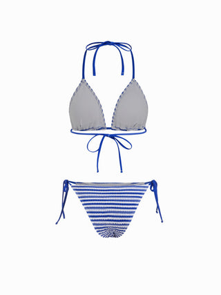 Solid Smocked Triangle Bikini Set
