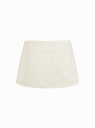 Denim Washed Denim Low Rise Metal Detail A-line Mini Skort For School Daily Casual