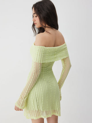 Off-shoulder Bell Sleeve Lace Bobycon Mini Dress