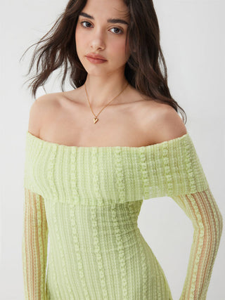 Off-shoulder Bell Sleeve Lace Bobycon Mini Dress