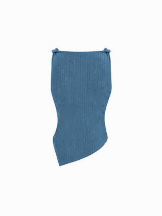 Jersey Boat Neck Asymmetrical Hem Ruched Tank Top For Daily Casual Work