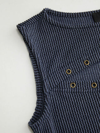 Textured Cut Out Metal Detail Tank Bodysuit