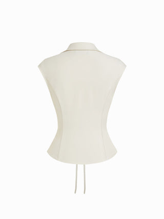V-Neck Ruched Ruffled Tie Front Blouse