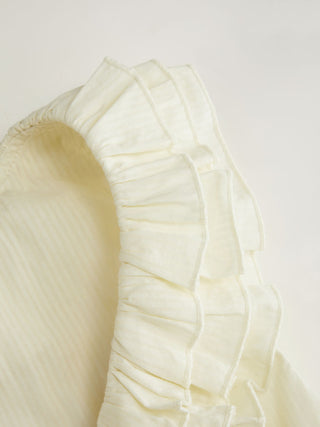 Cotton-blend V-neck Ruffled Tank Crop Blouse
