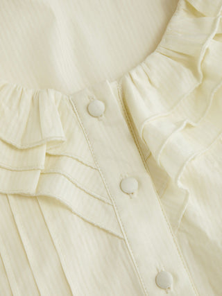 Cotton-blend V-neck Ruffled Tank Crop Blouse