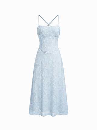 Jacquard Floral Tie Back A-line Maxi Dress