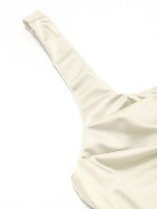 Satin Sculptural Square Neck Ruched Mermaid Maxi Dress