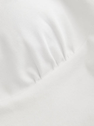Cotton-Blend V-neck Ruched Top
