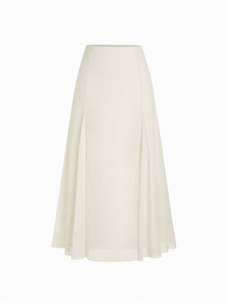 Chiffon Mid Rise Draped A-line Maxi Skirt
