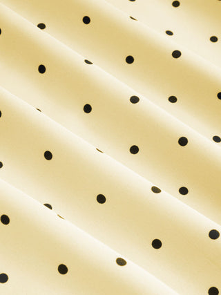 Satin Mid Rise Polka Dot Flared Maxi Skirt