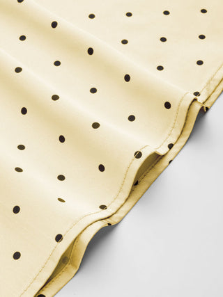 Satin Mid Rise Polka Dot Flared Maxi Skirt