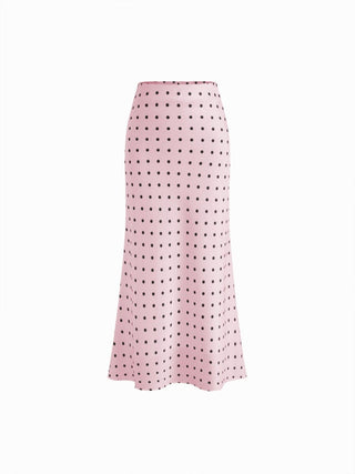 Satin Mid Rise Ruffle Bias Maxi Skirt