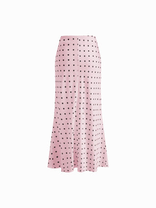 Satin Mid Rise Ruffle Bias Maxi Skirt