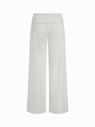 High Stretch Cotton-blend Fold Over Low Rise Straight Leg Trousers
