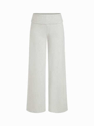 High Stretch Cotton-blend Fold Over Low Rise Straight Leg Trousers