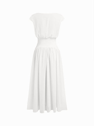 Chiffon Draped Flared Maxi Dress