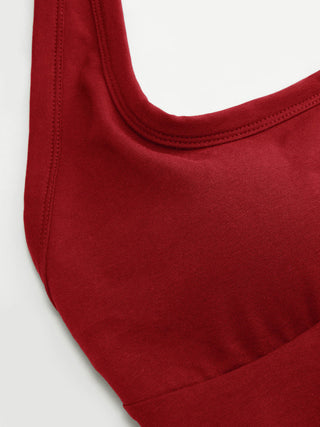 Cotton-blend Scoop Neck Halter Crop Top