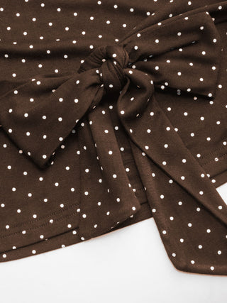 Boat Neck Polka Dot Batwing Sleeve Oversized Tee